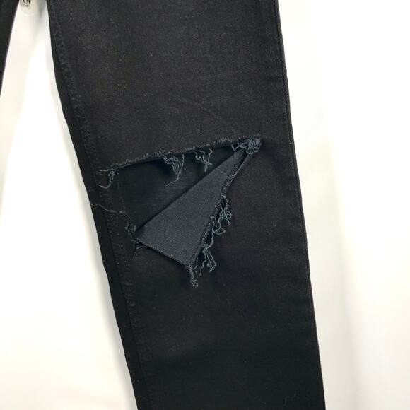 NEW Re Done 70s Stove Pipe Button Fly Jeans 24 Rip Torn Raw Fray Hem Knee Skater - Picture 4 of 11